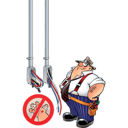 an illustration showing how the lb wire guide protects your hands from injury by making it easier to feed cable through line boxes.