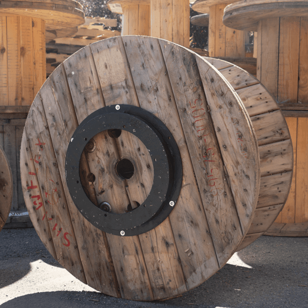 tug wise extreme wire spool spinner attached to a large wooden reel