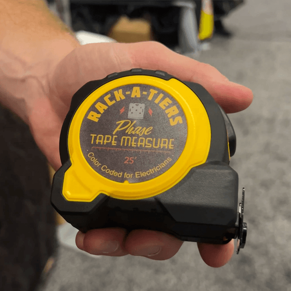 phase tape measure from rack-a-tiers in hand.